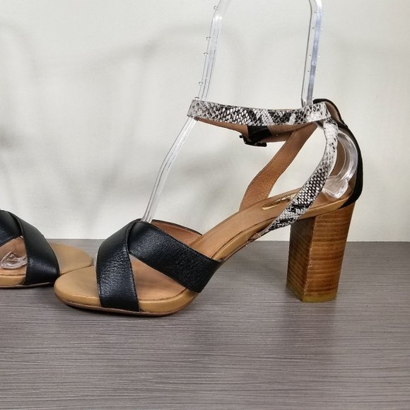Halogen Haley Crisscross Strap Sandal, Snakeskin Black Leather, Womens Size 11 M - Picture 6 of 11